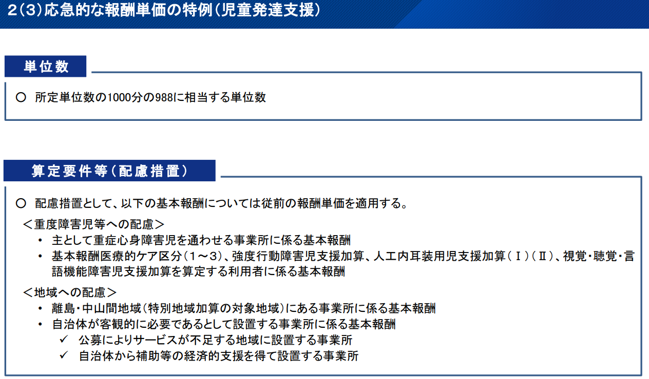 児発_応急的な報酬単価の特例