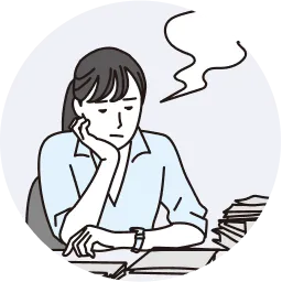 大量の書類にうんざりする人のイラスト