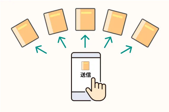 スマホで連絡帳やおたよりを送信しているイラスト