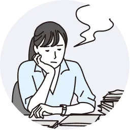 大量の書類にうんざりする女性のイラスト