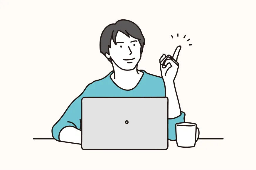 男性保育士がPCを操作するイラスト