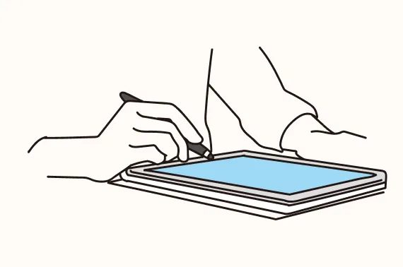 タブレット記録しているイラスト