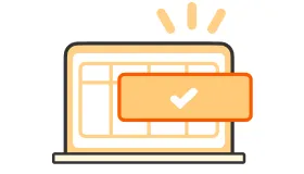パソコンにチェックが入っているイラスト