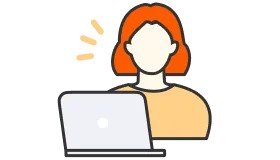 パソコンにを見ている女性のイラスト