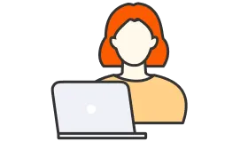 パソコン入力している女性のイラスト