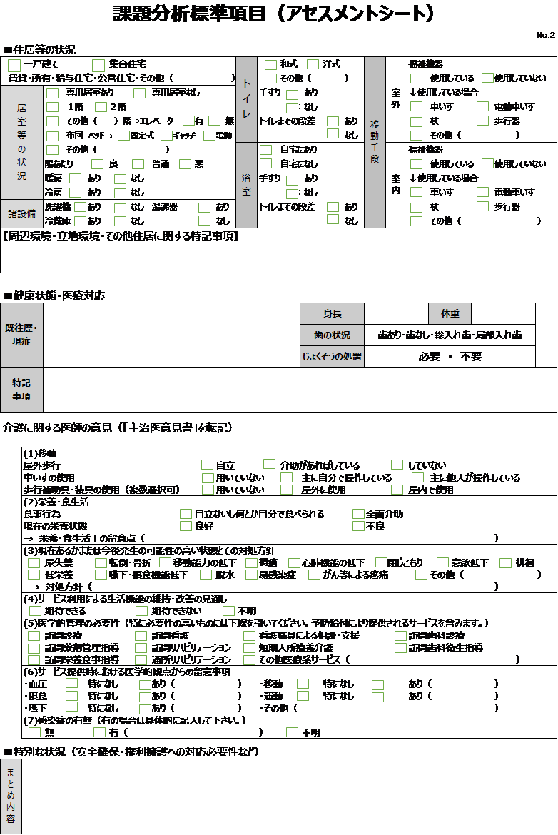 アセスメントシートの書き方とおすすめ様式 介護ソフト カイポケ