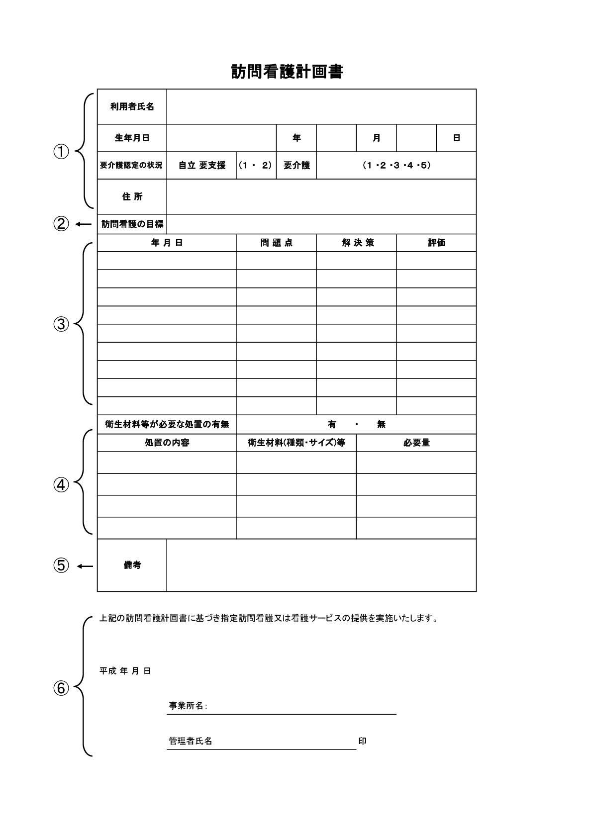 訪問看護計画書の書き方例と様式ダウンロード 介護ソフト カイポケ