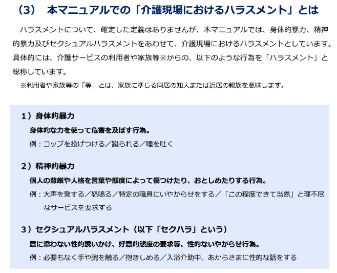  介護現場におけるハラスメント対策マニュアル