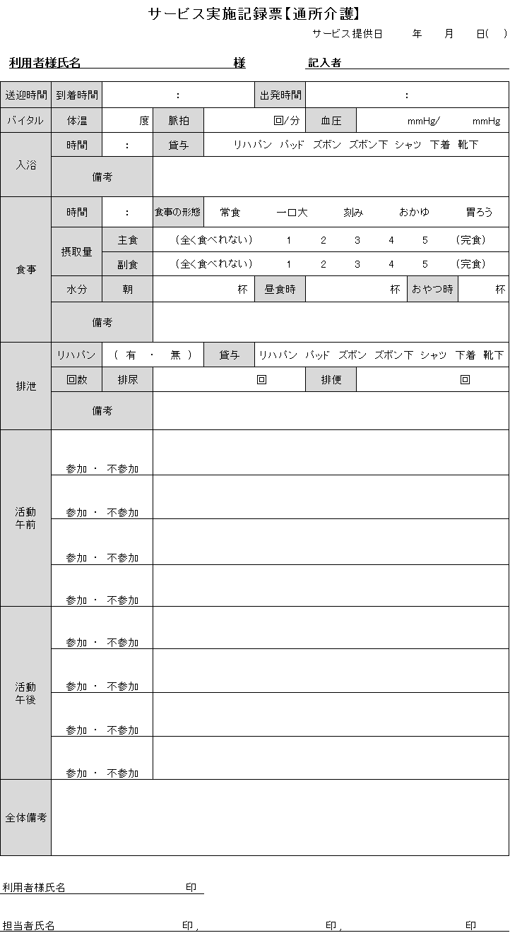 通所介護および訪問介護における サービス実施記録票の書き方 介護ソフト カイポケ