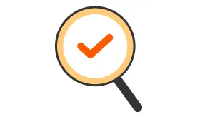 虫眼鏡にチェックのついたイラスト