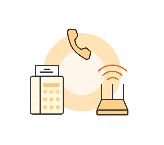 インターネット・固定電話回線・FAX回線のイラスト