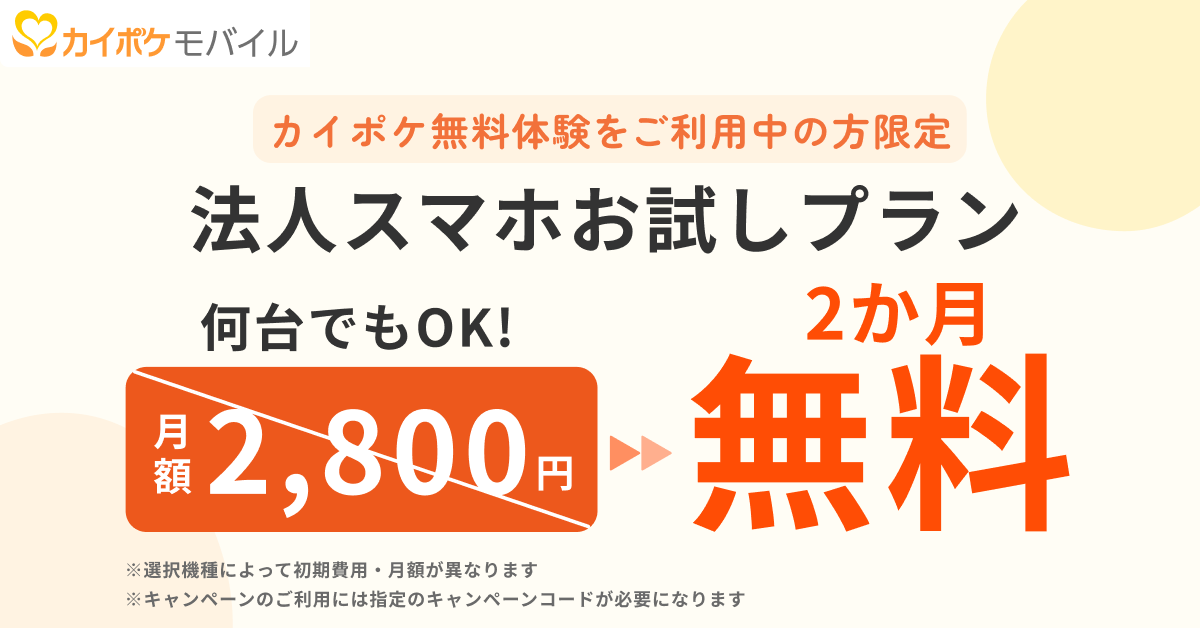 カイポケモバイル 法人スマホお試し導入プラン